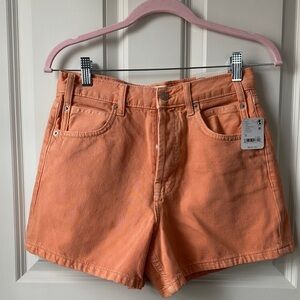 Women’s Orange Denim Shorts - Casual High-Rise Summer Short